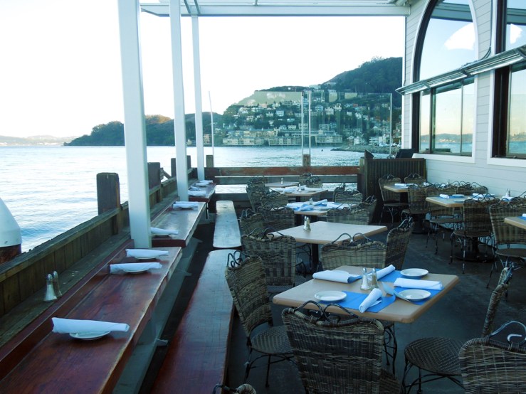 Outdoor patio at the Trident, Sausalito
